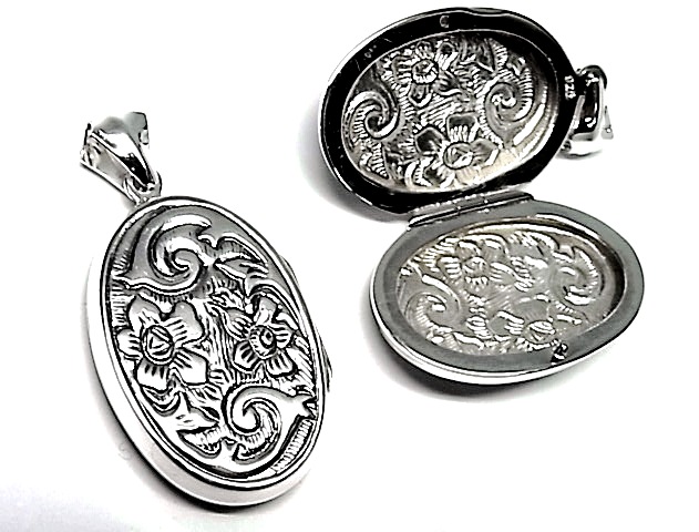 Colgante guardapelos de Plata de ley labrada