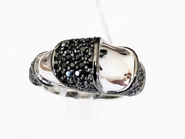 Sortija de Plata Rodiada con Circonitas negras 2