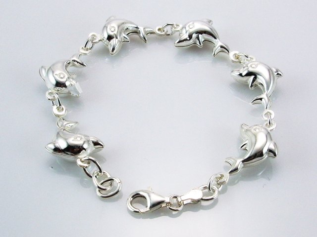 Pulsera para mujer delfines de Plata de ley