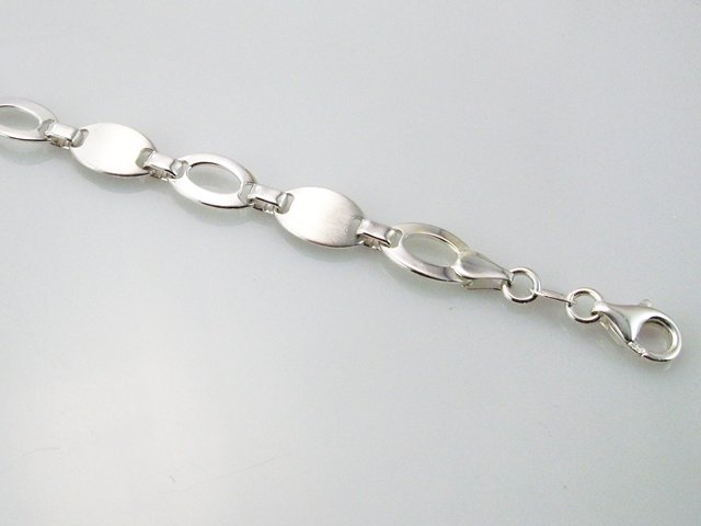 Pulsera mujer de Plata rodiada mate y brillo 1