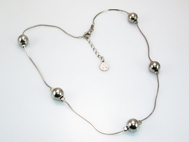 Gargantilla cadena con bolas 10 Mm. de Plata rodiada