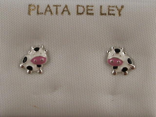 Pendientes vaca esmalte y Plata de ley