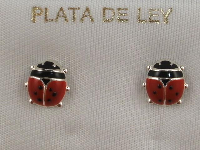 Pendientes de mariquita en Plata de ley