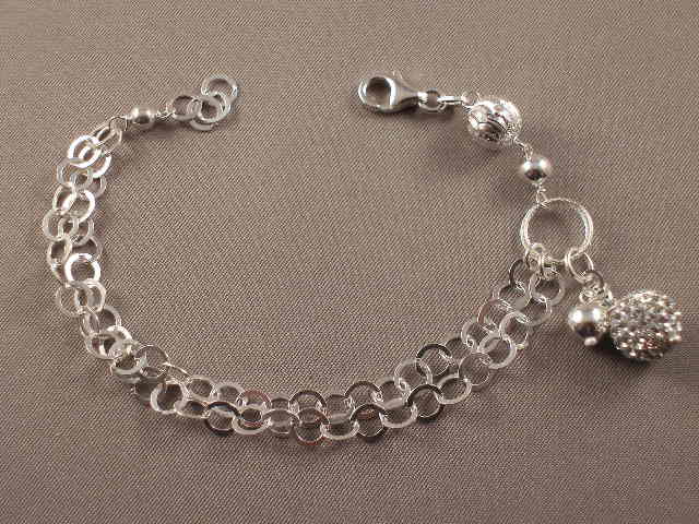 Pulsera de Plata con Bola de Swarovski