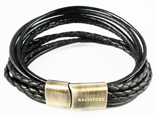 Pulsera de Chico Acero y Piel negra
