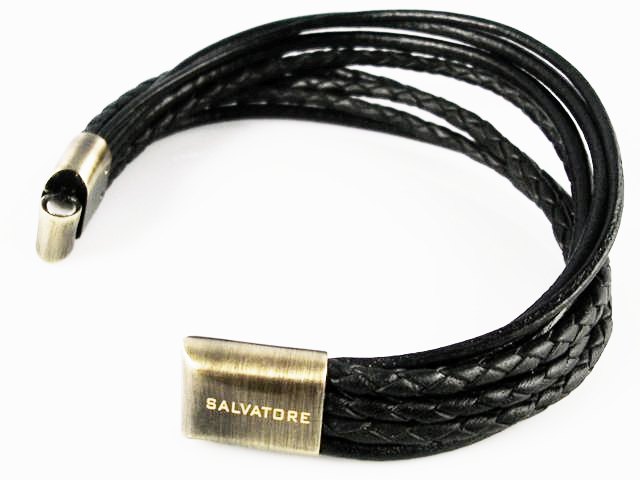 Pulsera de Chico Acero y Piel negra 1