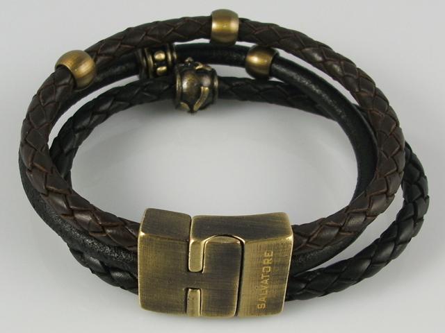 Pulsera Acero hombre en Pieles marron y negra