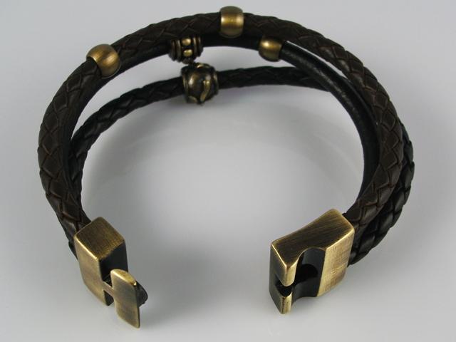 Pulsera Acero hombre en Pieles marron y negra 1