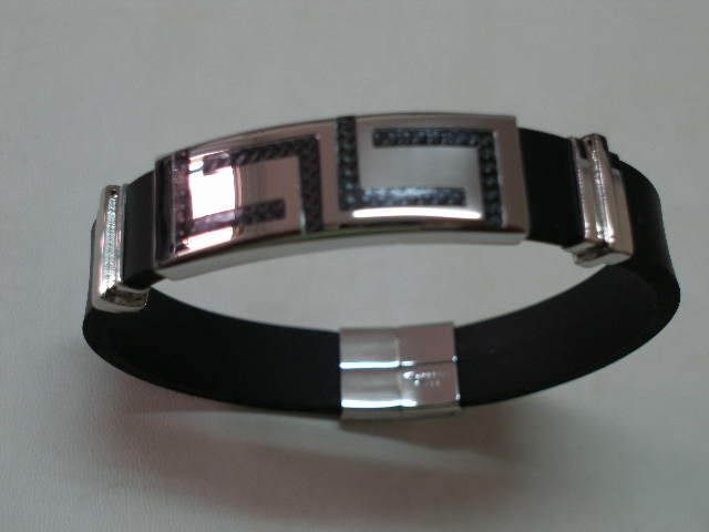 Pulsera Acero y Caucho con Doble Greca