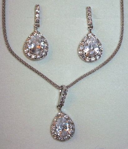 Juego de Plata Rodiada y Circonitas