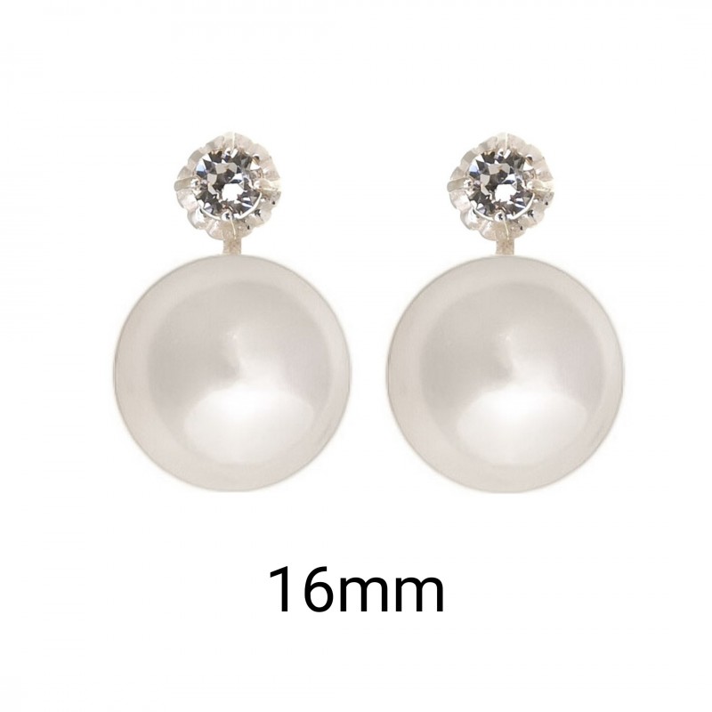 Pendientes perlas japonesas en Plata de ley 16 Mm. 1