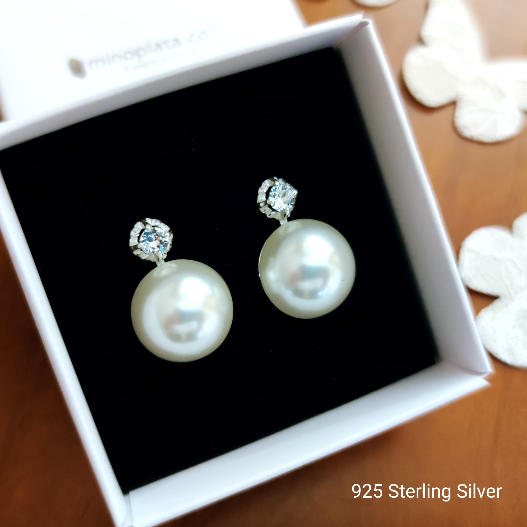 Pendientes perlas japonesas en Plata de ley 16 Mm. 3
