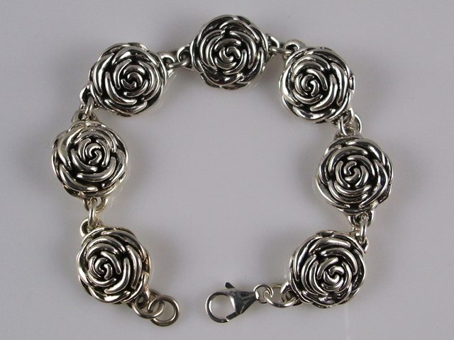 Pulsera rosas de Plata de ley