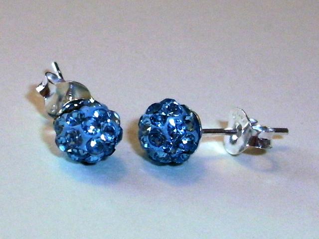 Pendientes cristal azul 6 Mm. y Plata de ley