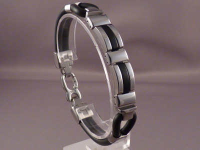 Pulsera de caucho negro y Acero inoxidable