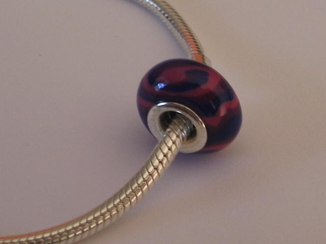 Abalorio de Plata   azul y rosa