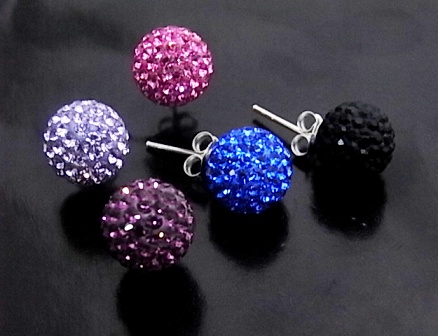 Pendientes Plata de Ley y Cristal de colores 10 Mm.