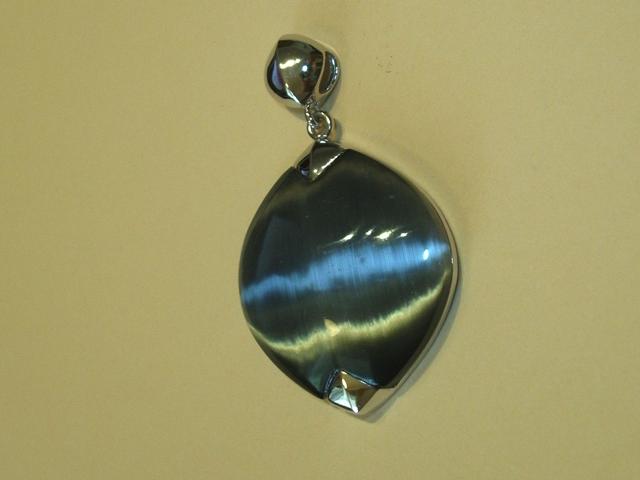 Colgante gris de Plata rodiada Ojo de Gato