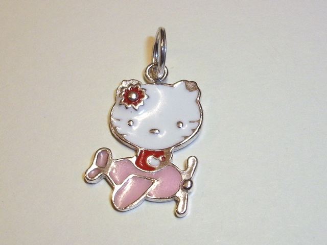 Colgante de Gatita en Avión de Plata de ley