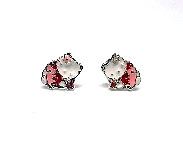 Pendientes para niña Gatita con esmalte y Plata de ley