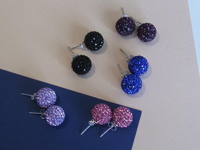 Pendientes de Plata con Cristal Colores 12 Mm.