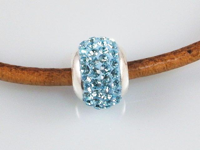 Abalorio celeste cristales 4 y Plata de ley