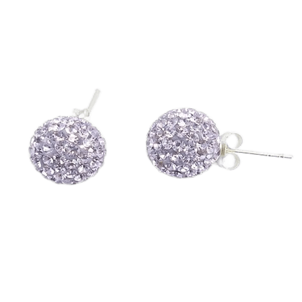 Pendientes Plata de Ley y Cristal de colores 10 Mm. Violeta