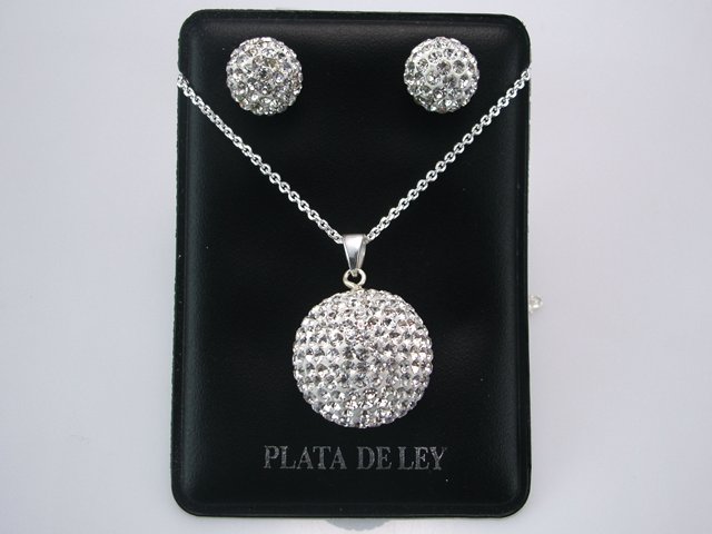 Conjunto Pendientes con Gargantilla de Plata y cristal blanco
