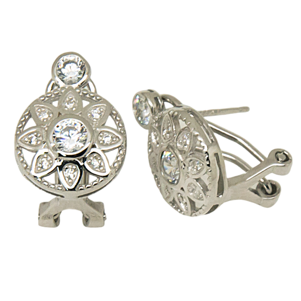 Pendientes novia en Plata de ley rodiada y Circonitas con cierre omega