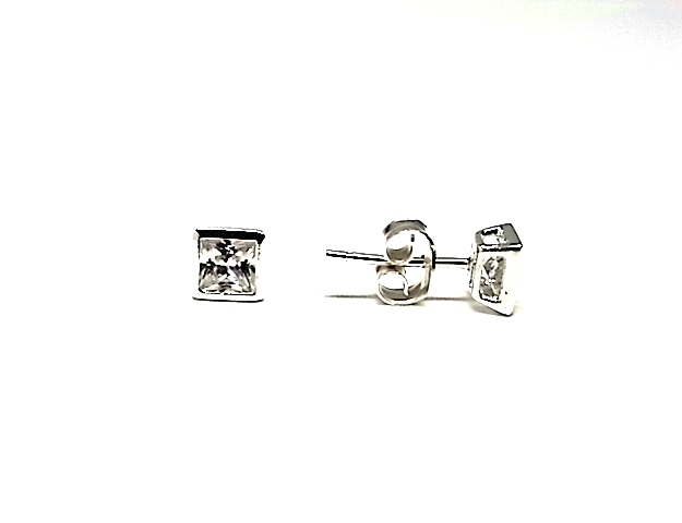 Pendientes 4x4 cuadrados de Plata de ley con Circonitas