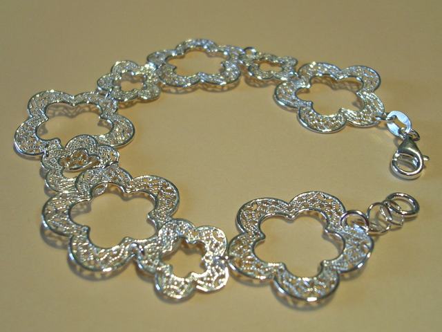 Pulsera de Plata eslabones Flores