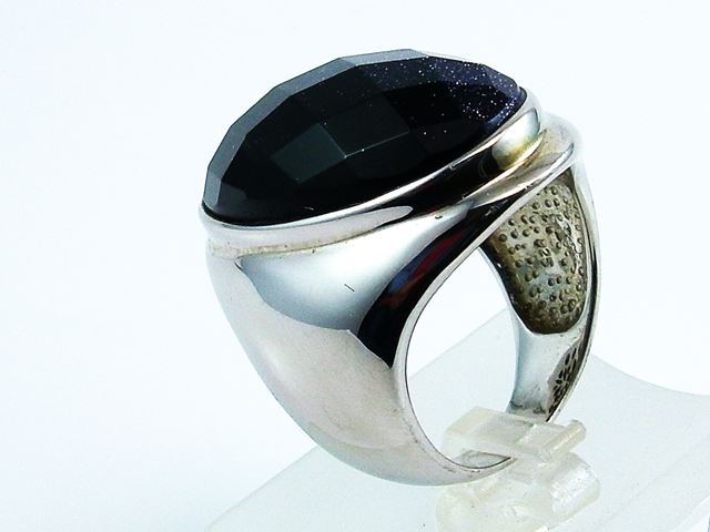 Anillo Plata rodiada con Venturina facetada 1