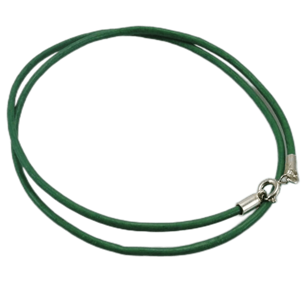 Cordon de Piel verde claro y Plata de ley 40 Cm.