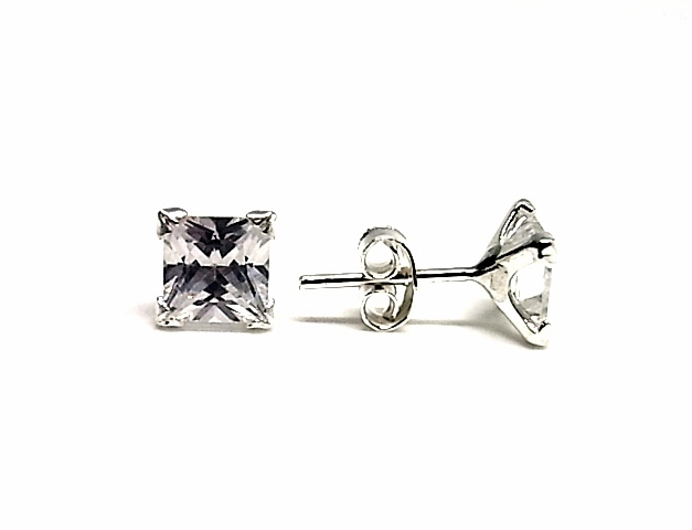 Pendientes cuadrados de Plata de ley y Circonitas 6 Mm.