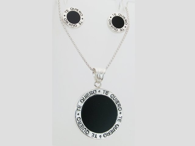 Conjunto Te Quiero Pendientes y Gargantilla de Plata de ley