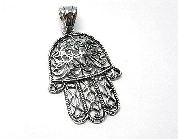 Mano de Fatima de Plata de ley calada