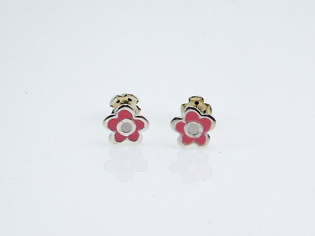 Pendientes de bebe flor de Plata de ley