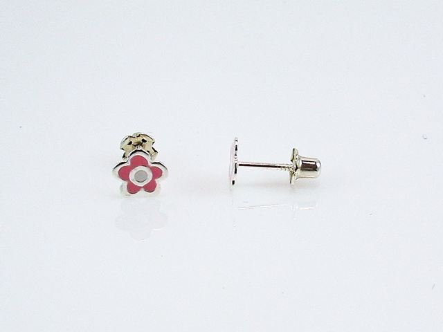Pendientes de bebe flor de Plata de ley 1