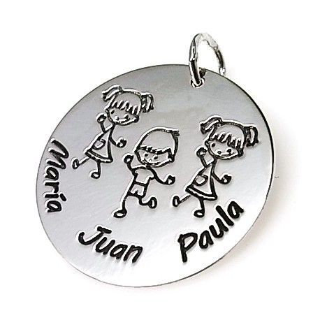 Colgante nombres y niños de Plata de ley