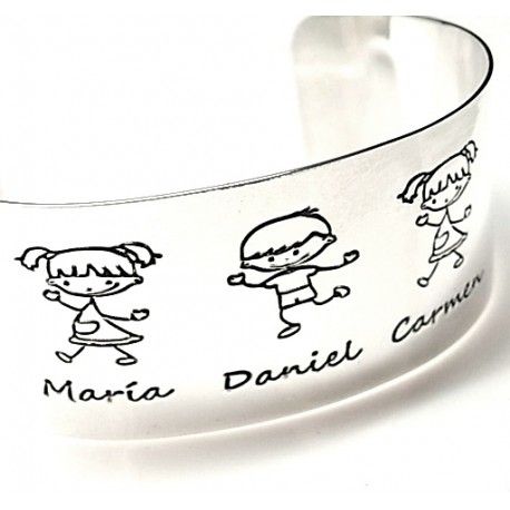 Brazalete personalizado con niños de Plata de ley