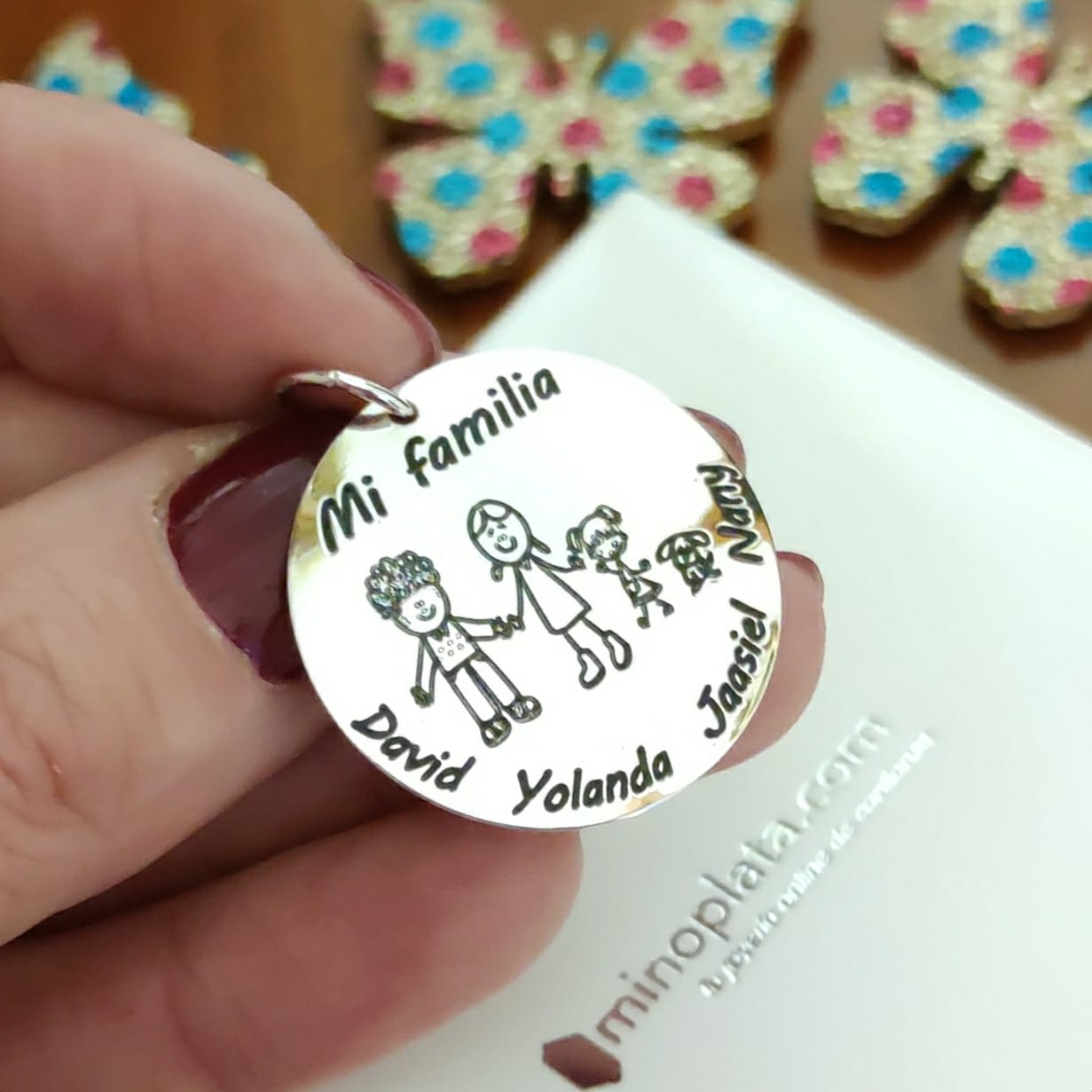 Colgante de Plata Familia personalizado 2