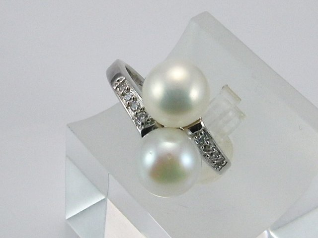 Anillo Tu y Yo de Plata rodiada con Perlas y Circonitas 1