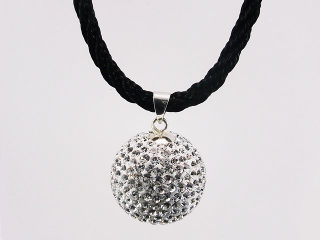 Gargantilla de Plata Bola blanca Swarovski 18 Mm.