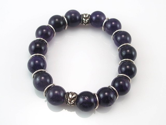 Pulsera bolas Amatista y aros de Plata estilo Charms