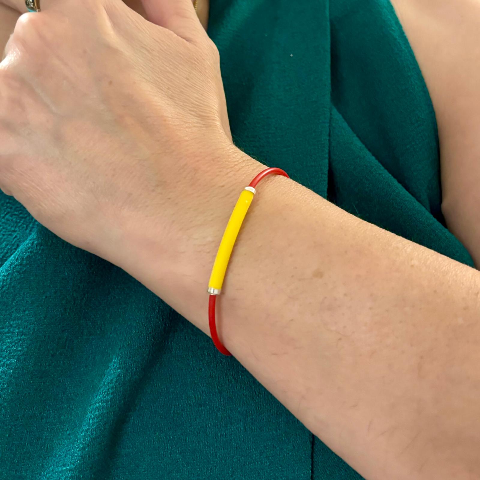 Pulsera ajustable bandera de España Caucho y Plata de ley Talla L 3