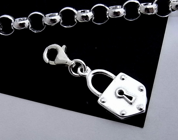 Colgante Candado de Plata con mosquetón estilo Charms
