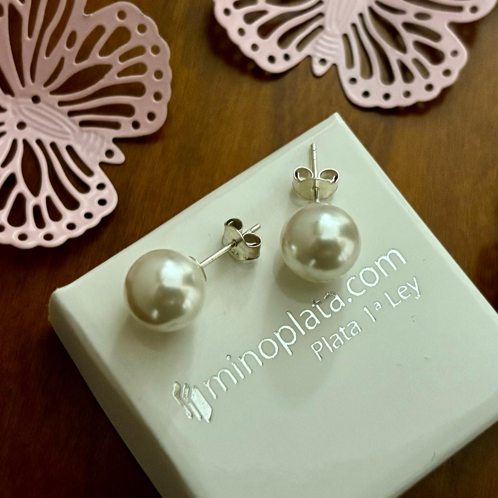 Pendientes Perla 10 Mm. en Plata de ley 1