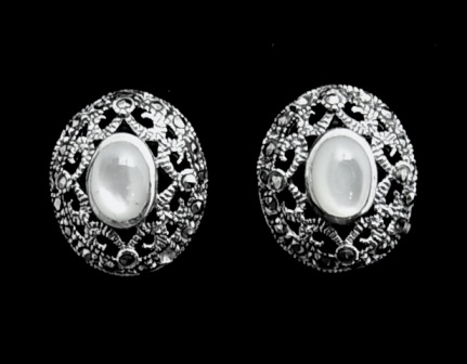 Pendientes Nacar y Marquesitas de Plata vieja