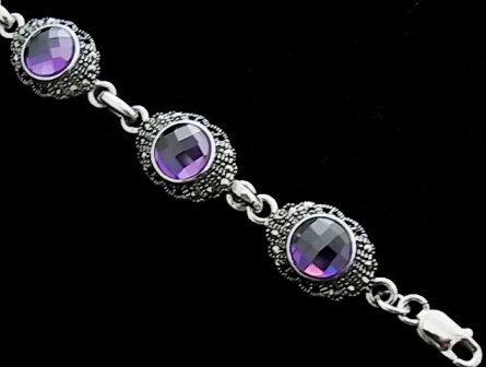 Pulsera Amatista y Marquesitas en Plata de Ley 1