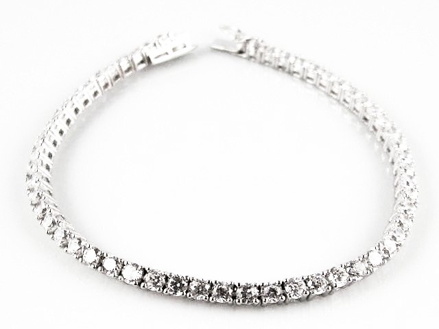 Pulsera tipo Rivier en Plata rodiada con Circonitas blancas